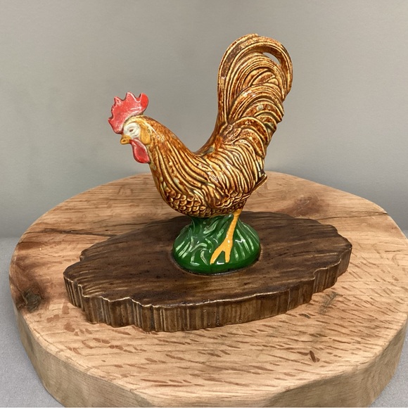 🟢 Vintage - Atlantic Mold - Dated 1970 - Ceramic Crafted / Hand Painted Rooster - Picture 2 of 11